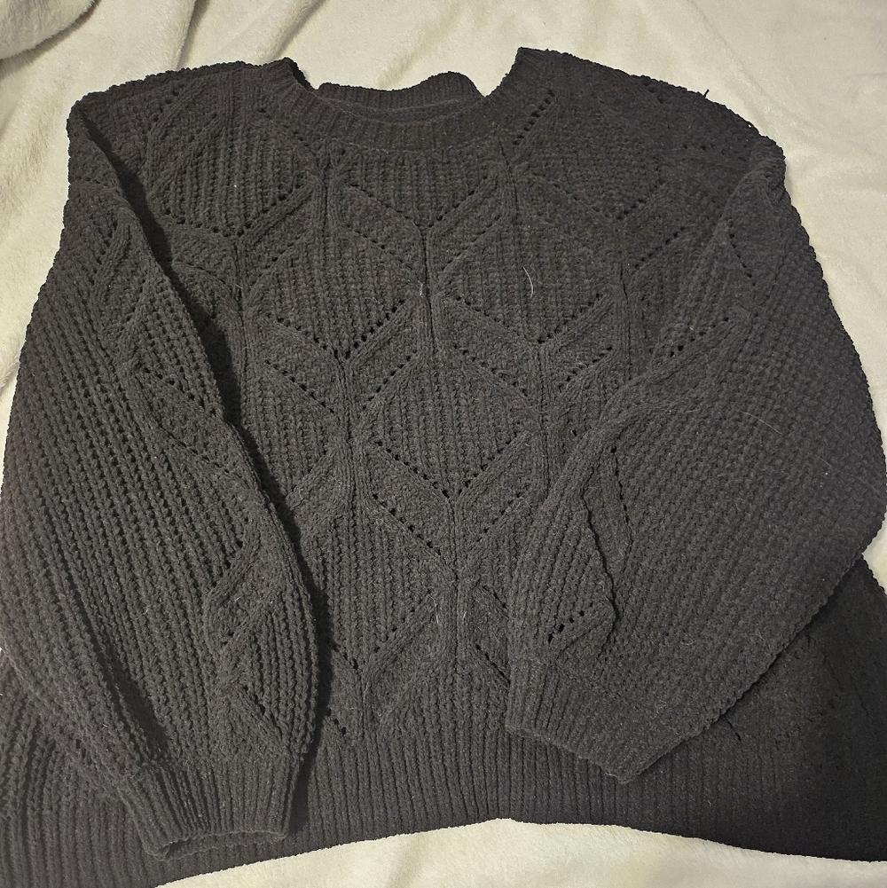 Maurices Chunky Knit Cropped Black Sweater XXL
